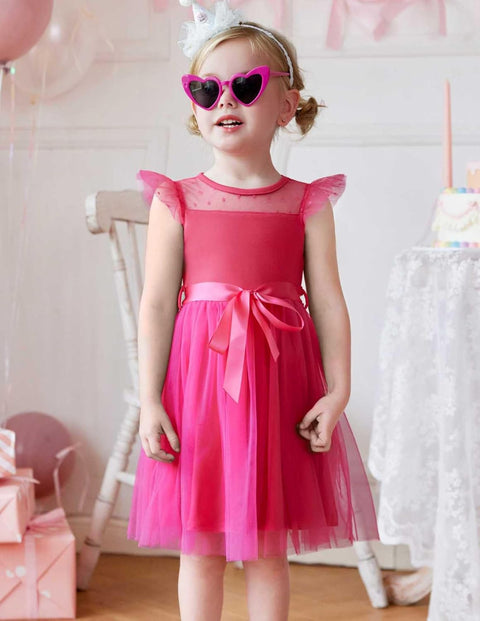 [2-8Y] Arshiner Toddler Girls Tutu Dress Contrast Mesh Party Dresses