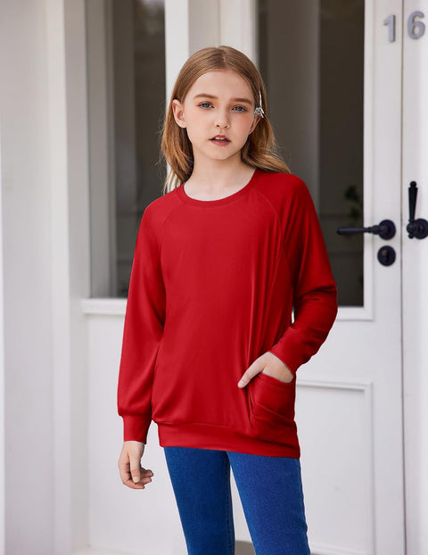 Arshiner Girls Long Sleeve Shirts with Pockets