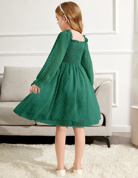 Arshiner Girl Tulle Dress Winter Long Sleeve Teen Girls Party Dresses