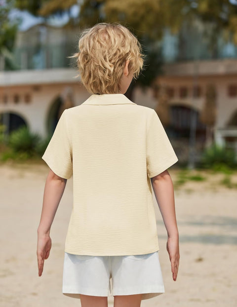 Arshiner Boys Short Sleeve Button Down Shirt 4-12 Years