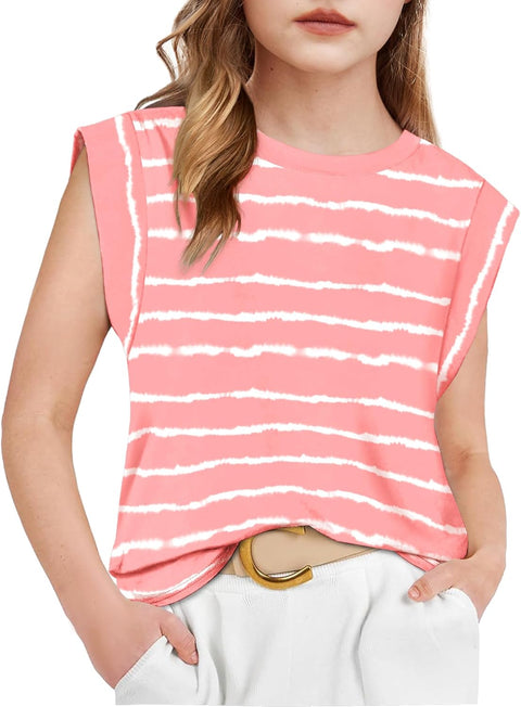 Arshiner Girls T Shirts Cap Sleeves Casual Summer Tops Tank Tee