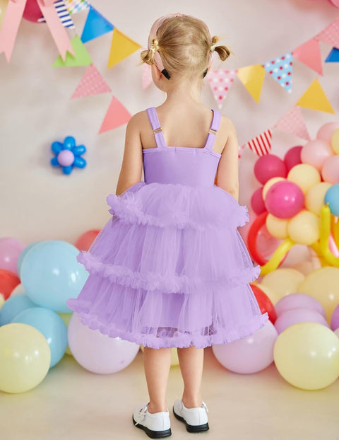 Arshiner Toddler Girls Tulle Dress Tiered Ruffle Fluffy Tutu Dresses 2-8 Years