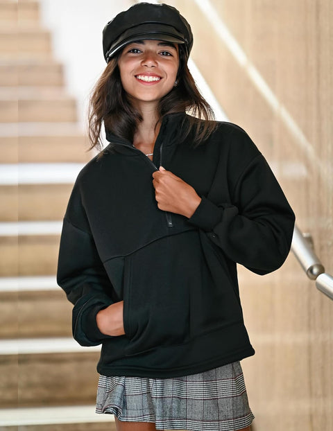 Arshiner Girls Half Zip Sweatshirt Fleece Quarter Pullover
