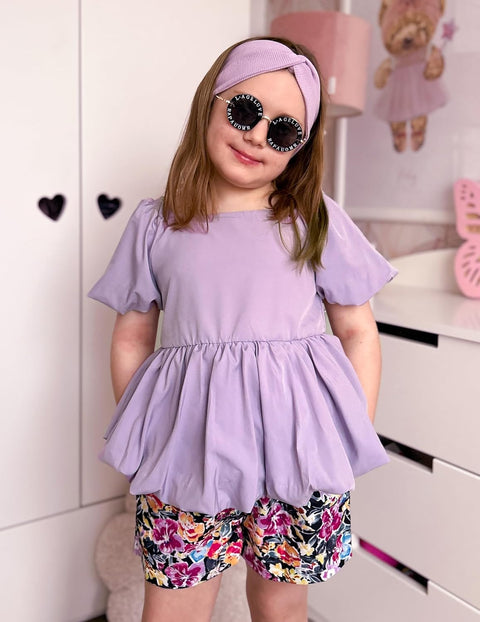 Arshiner Girls 2 Piece Sets Puffed Sleeve Bubble Hem Tops and Short Set