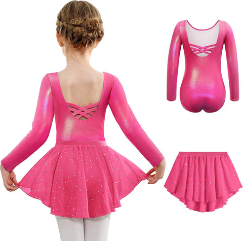 Arshiner Girls Ballet Leotards with Chiffon Dance Skirt