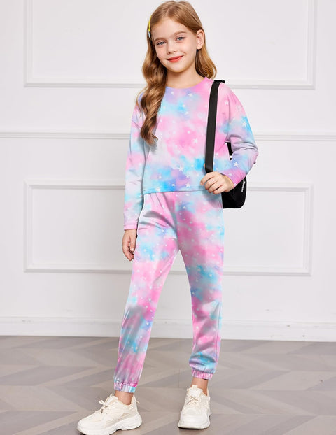 Arshiner Girls 2 Piece Outfits Tie Dye Sweatsuits Set