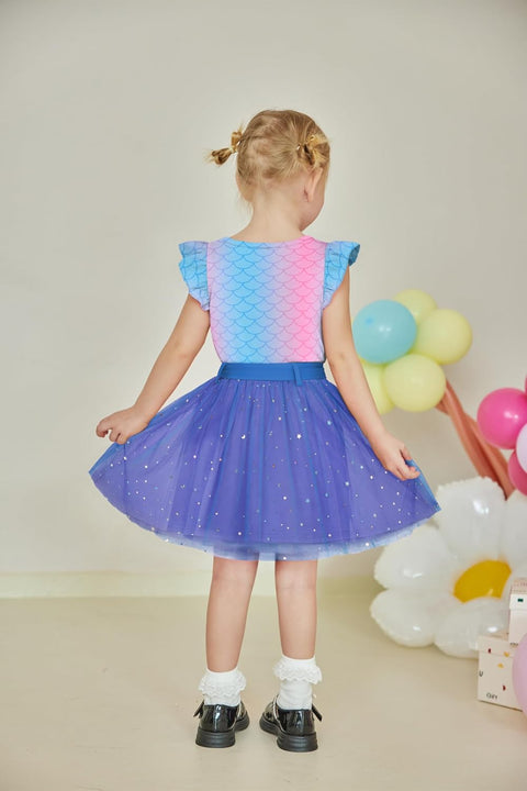 Arshiner Toddler Girls Skirt Set Ruffle Sleeve Tops and Belt Tutu Skirts