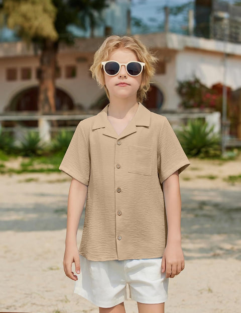 Arshiner Boys Short Sleeve Button Down Shirt 4-12 Years