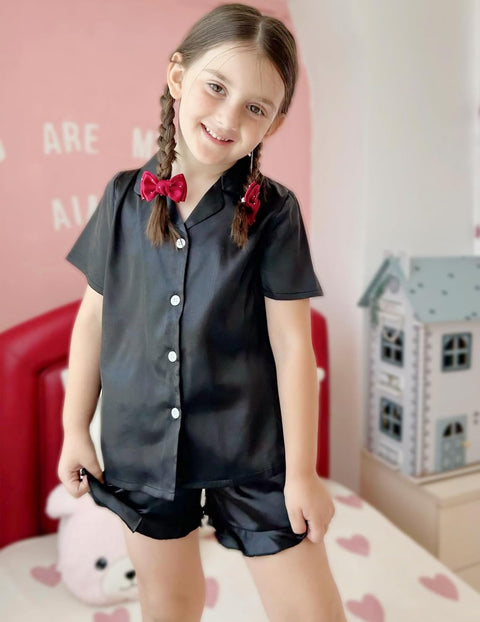 Arshiner Girls Pajamas Silk Satin Pajama Set