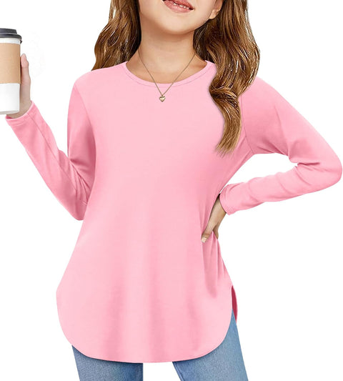 Arshiner Girls Long Sleeve T Shirts Hem Side Soft Tops