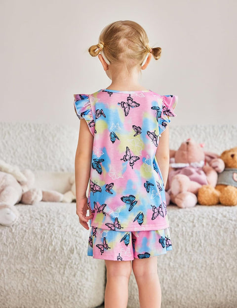 [4Y-12Y] Arshiner Girls Pajamas Set Short Sleeve Pjs 3PCS Lounge Sets