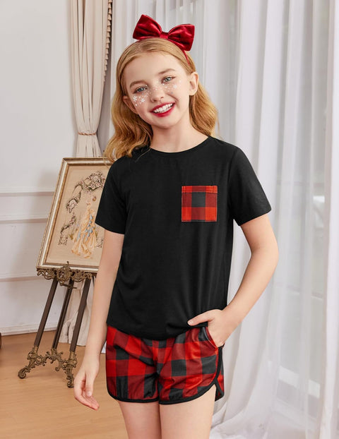 Arshiner Girls Clothes 3 Piece Outfits Short Sleeve Shirt