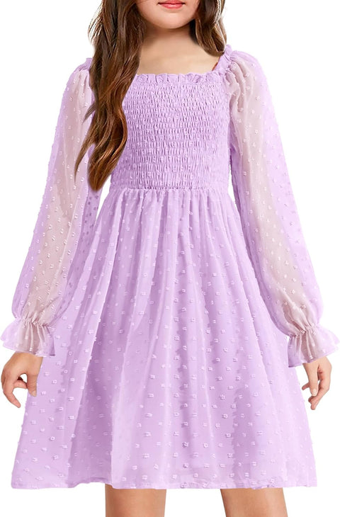 Arshiner Girl Tulle Dress Winter Long Sleeve Teen Girls Party Dresses