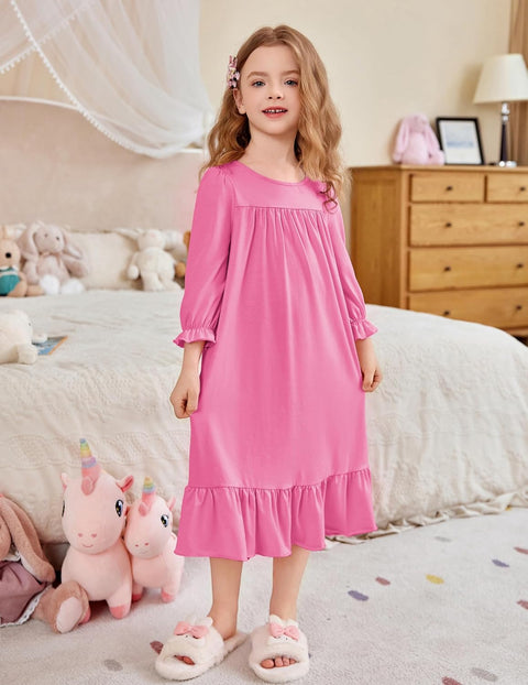 Arshiner Girls Long Sleeve Pajama Dress