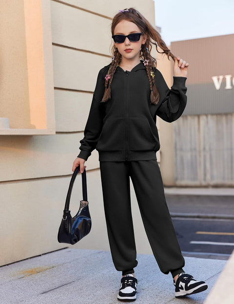 Arshiner Girls 2 Piece Outfits Jogger Sets With Zip Up Hoodie