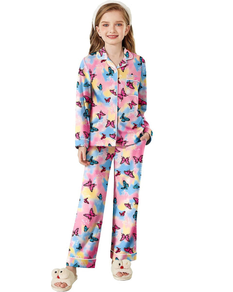 Arshiner Pajamas Set for Girls Plaid Long Sleeve Lounge Set