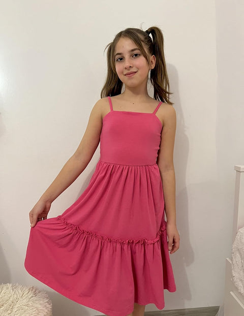 Arshiner Girls Tie Back Dress Spaghetti Strap Ruffle Hem Sundress with Pockets