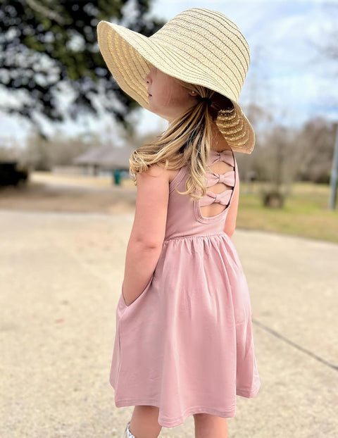 【2-6Y】Arshiner Toddler Girls Dress Back Bowknot Twirly Sundress with Pockets