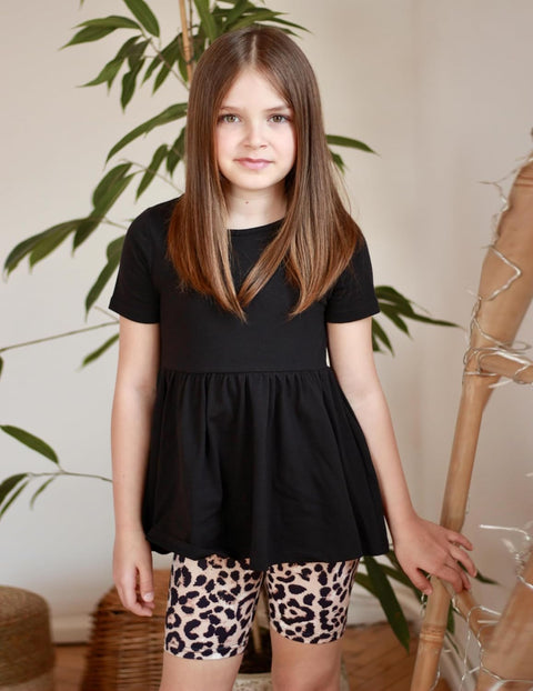 Arshiner Girls Summer Outfits Short Sleeve Ruffle Hem Top and Biker Shorts Set Girl Clothes 6-14 Years