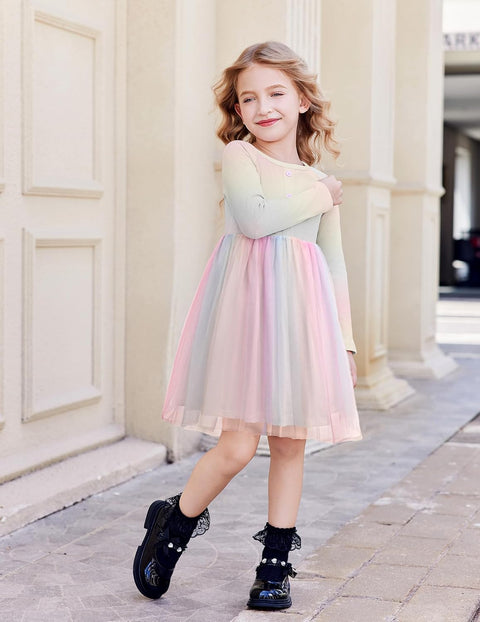Arshiner Toddler Girls Tutu Dress Long Sleeve Party Dresses