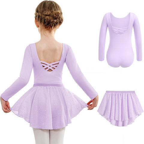 Arshiner Girls Ballet Leotards with Chiffon Dance Skirt