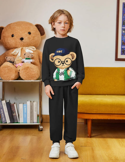 Arshiner Boys Teddy Bear Sweatshirt and Pants Outfit Set