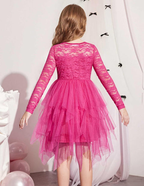 Arshiner Flower Girl Dress Toddler Contrast Lace Tutu Tulle Dresses