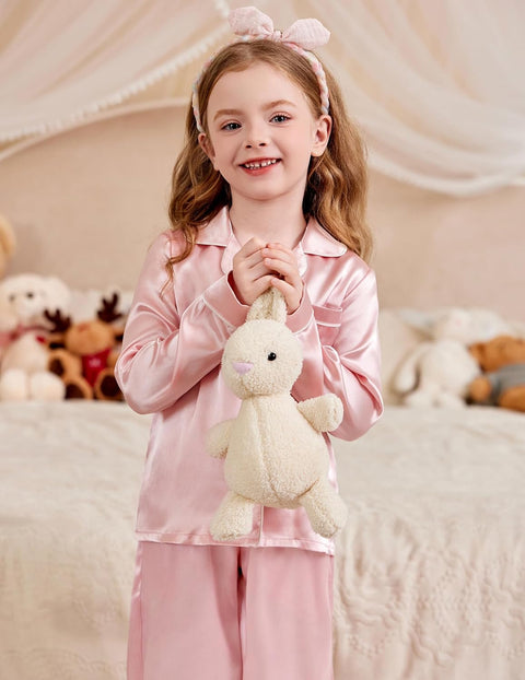 Arshiner Girls Pajamas Silk Satin Pajama Set