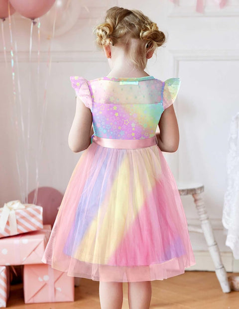 [2-8Y] Arshiner Toddler Girls Tutu Dress Contrast Mesh Party Dresses