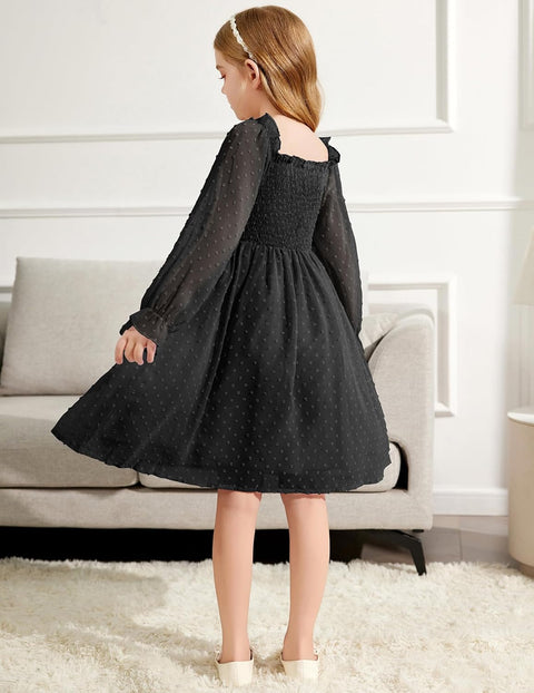 Arshiner Girl Tulle Dress Winter Long Sleeve Teen Girls Party Dresses