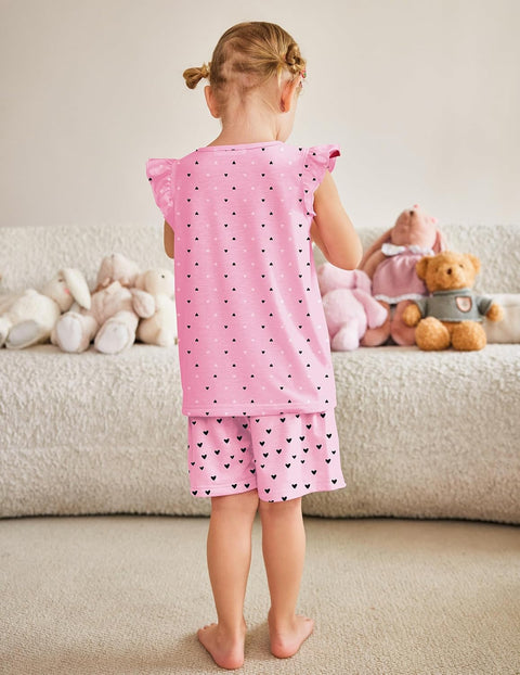 [4Y-12Y] Arshiner Girls Pajamas Set Short Sleeve Pjs 3PCS Lounge Sets
