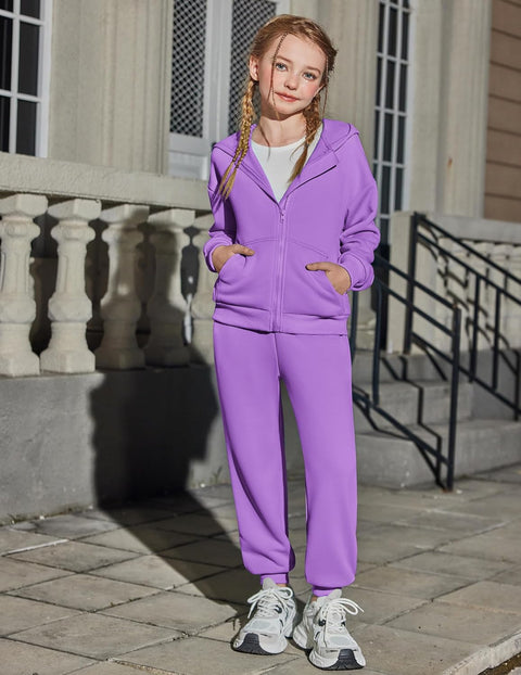 Arshiner Girls 2 Piece Outfits Jogger Sets With Zip Up Hoodie