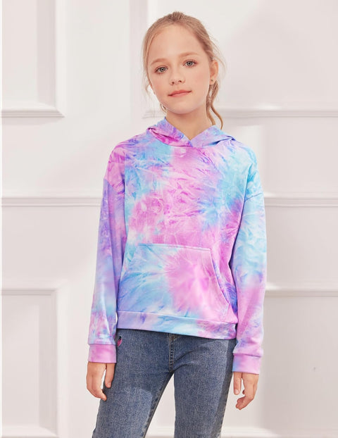 Arshiner Girls Tie Dye Sweatshirts Loose Casual Hoodies Tops