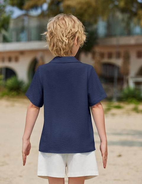 Arshiner Boys Short Sleeve Button Down Shirt 4-12 Years