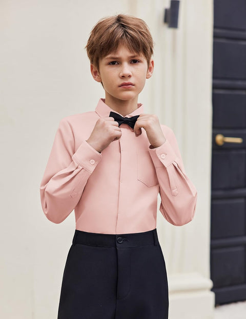Arshiner Boys Long Sleeve Dress Shirt Formal Uniform Shirts