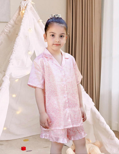 Arshiner Girls Pajamas Silk Satin Pajama Set