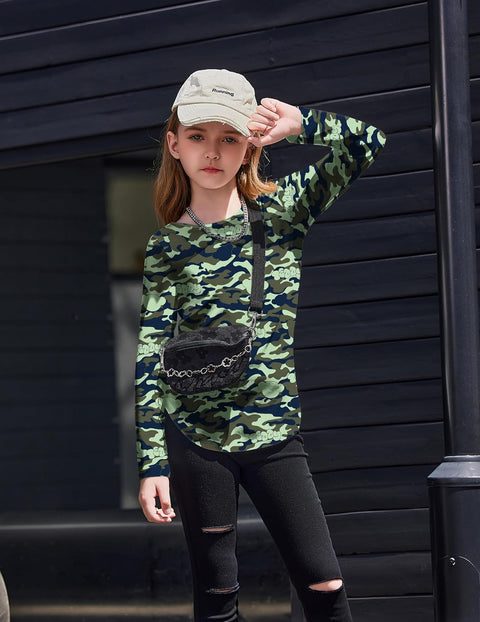Arshiner Girls Long Sleeve T Shirts Hem Side Soft Tops