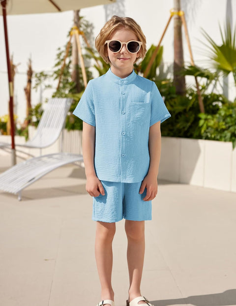 Arshiner Toddler Boys Piece Set Shirt and Shorts Outfits with Pocket 2-8 Years
