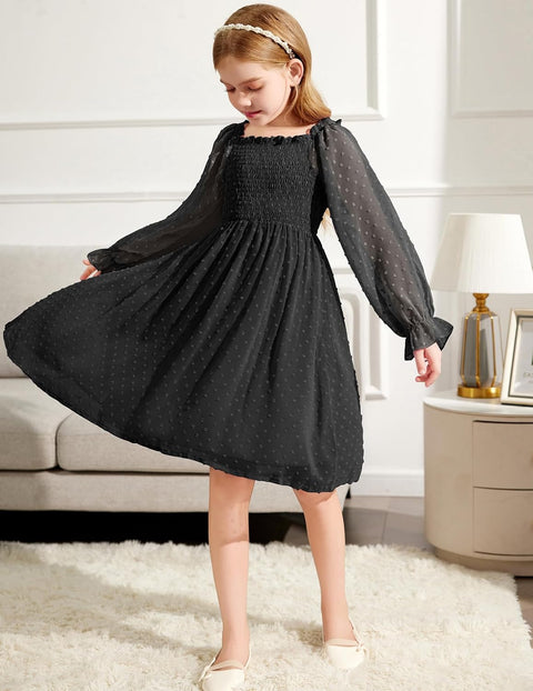 Arshiner Girl Tulle Dress Winter Long Sleeve Teen Girls Party Dresses