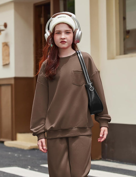Arshiner Girls 2 Piece Outfits Oversize Sweatshirt and Sweatpant Sets