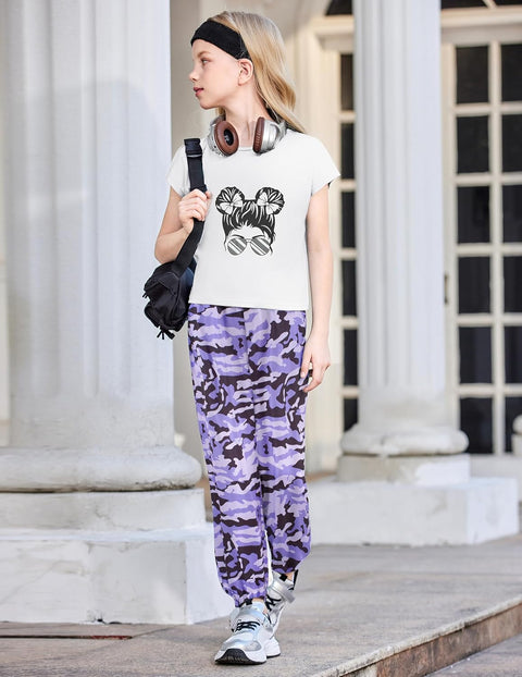 【6-14Y】Arshiner Girls 2 Piece Sets Drop Shoulder Top Sweatpants Jogger