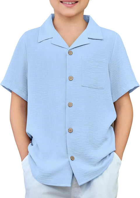 Arshiner Boys Short Sleeve Button Down Shirt 4-12 Years