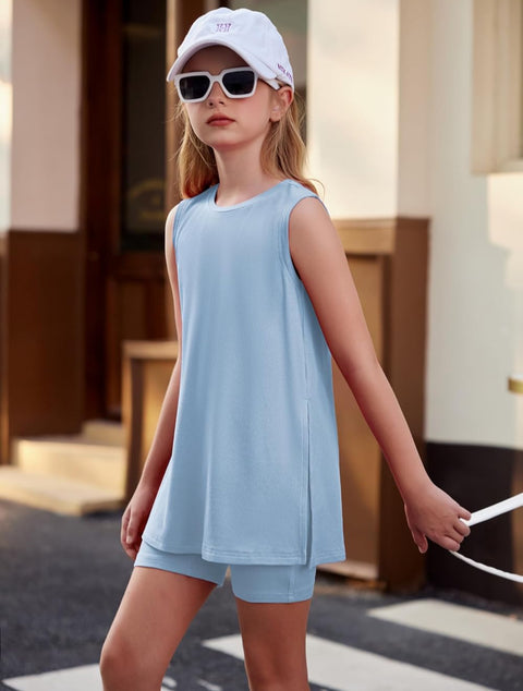 Arshiner Girl 2 Piece Outfits Loose Fit Knit Tunic Tops and Shorts Sets