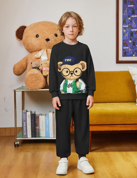 Arshiner Boys Teddy Bear Sweatshirt and Pants Outfit Set