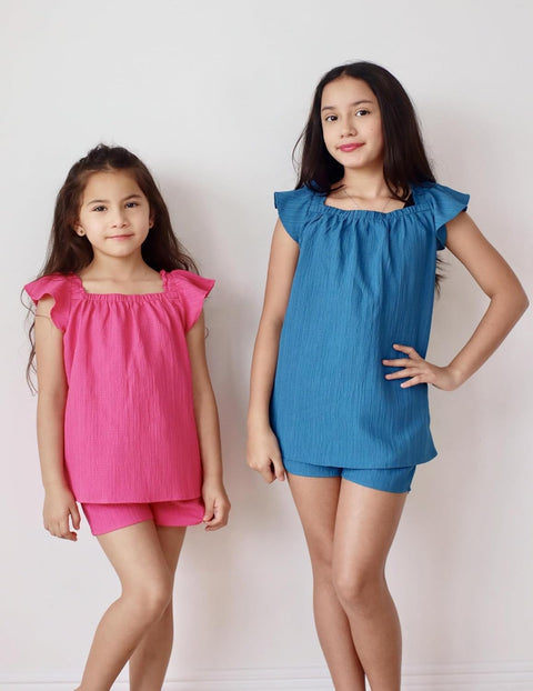Arshiner Girls Shorts Sets Cap Sleeve Top and Elastic Waist Shorts Outfit