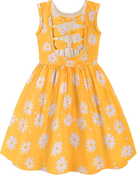 【2-6Y】Arshiner Toddler Girls Dress Back Bowknot Twirly Sundress with Pockets