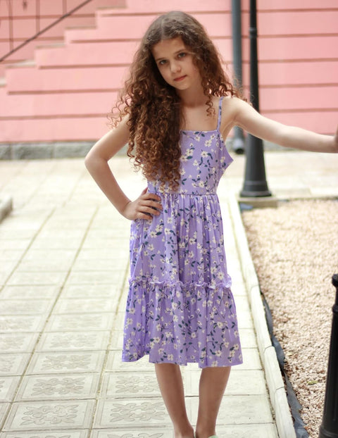 Arshiner Girls Tie Back Dress Spaghetti Strap Ruffle Hem Sundress with Pockets