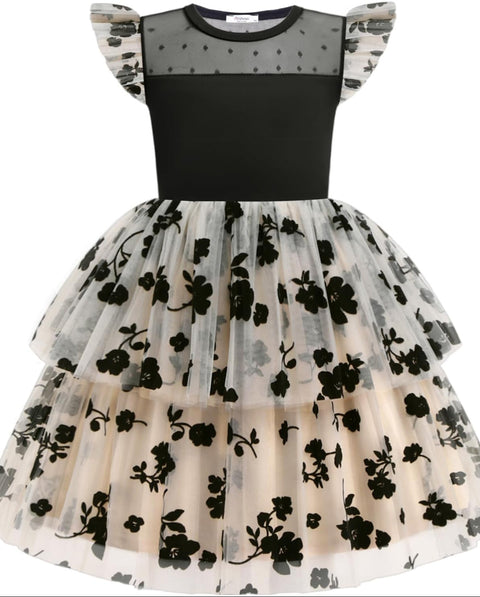 Arshiner Toddler Girls Tutu Sundress Ruffle Sleeve Double Fluffy Tiered Dresses