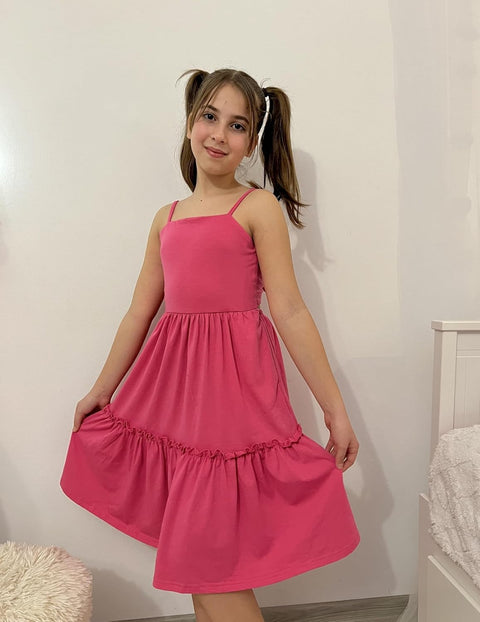 Arshiner Girls Tie Back Dress Spaghetti Strap Ruffle Hem Sundress with Pockets