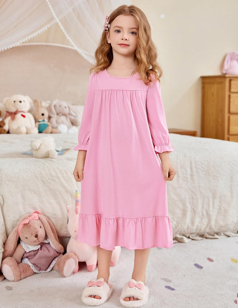 Arshiner Girls Long Sleeve Pajama Dress